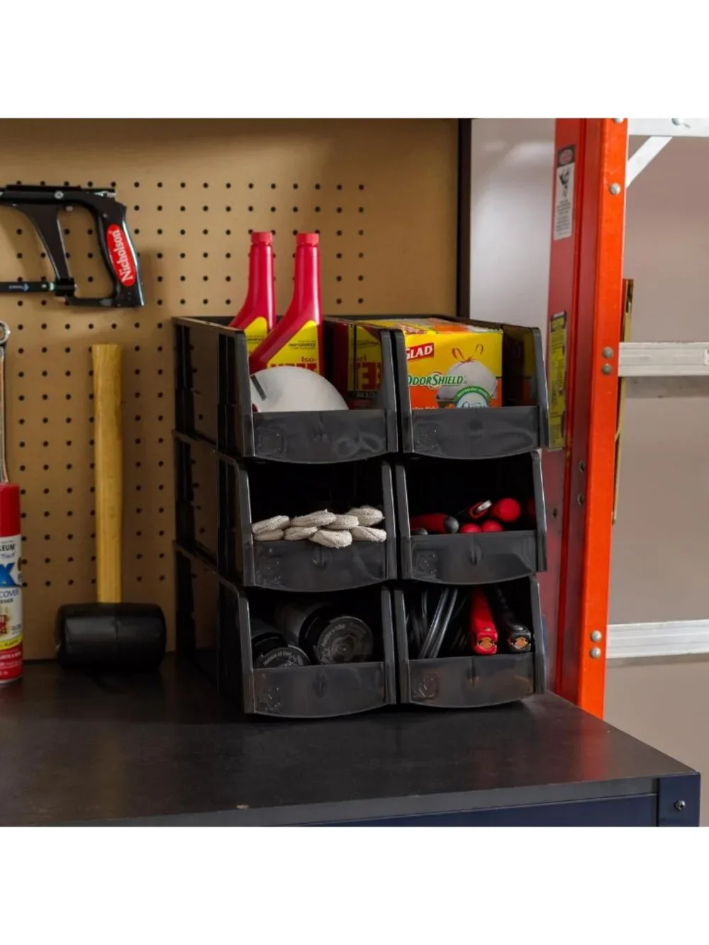 Large Stackable Storage Bins - 8-Pack, Black | Organize Crafts, Pantry